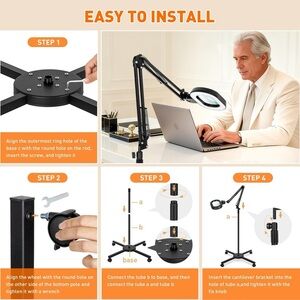 Adjustable Desk Magnifying Lamp - Black